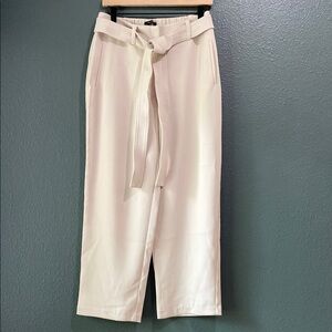 Quince Women’s Size 8 Stretch Crepe Paperbag Pants - Color: Sand - belted waist